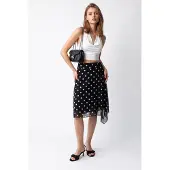 MixRay Hoge Taille Pois Tulle Midi Rok