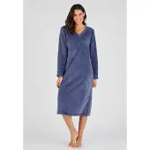 Damart - Thermolactyl nachthemd van tricot met reliëf - Dames - Blauw - 50-52 (XL)