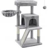 Feandrea Grote Kattenkrabpaal met Huisje, Speelgoed en 3 Niveaus