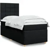 vidaXL Boxspring met matras stof zwart 90x200 cm