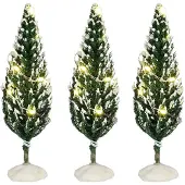 Luville Snowy conifer lighted 3 stuks b/o h10,5xd4 cm