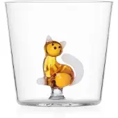 Ichendorf Tabby Cat glas zittende poes amber met staart wit