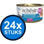 Schesir 24x - Complementary - Kattenvoer - Bouillon in blik - Tonijn & Sardines - 70g