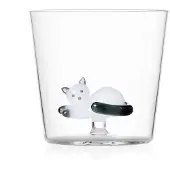 Ichendorf Tabby Cat glas liggende poes wit met staart smoke