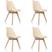Hjh OFFICE Visitor Chair / Shell chair SCANDI Plastic beige Set of 4 per pack