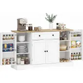 HOMCOM Dressoir Sideboard met Lade - Buffetkast, Opbergkast - Wit