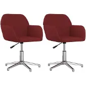 vidaXL Eetkamerstoelen draaibaar 2 st stof wijnrood