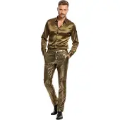 Coppens Broek glitter wave goud | Maat Xxl