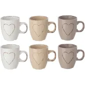J-Line kopje Hart - steengoed - wit/beige - 6 stuks