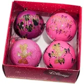 Kurt S. Adler kunststof kerstbal disney minnie mouse 7.5cm roze 4 stuks
