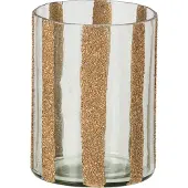 J-Line Gestreepte kandelaar - glas - goud/transparant - large