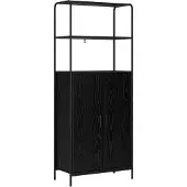 vidaXL Highboard Zwart eiken 40 x 33 x 161 cm Bewerkt hout