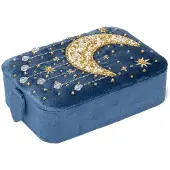 BERK Sieraden- & Tarotdoos Fluweel blauw met maan
