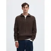 Selected Heren Truien & Vesten Slmdry Ls Knit Half Zip - Bruin - Maat L