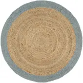 vidaXL Vloerkleed handgemaakt met olijfgroene rand 240 cm jute