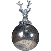 Mars & More decoratie bal hert antiek zilver 8cm