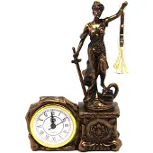 Queen Isabell - Klok - Klokfiguur van Themis met gewicht zwaard bronzen sculptuur