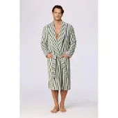 Woody Heren badjas khaki + crème streep - maat L