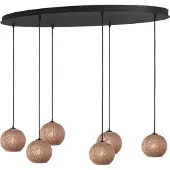 Masterlight 6-lichts hanglamp Corda ovaal rotan Ø 20cm