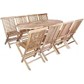 vidaXL Tuinfmeubels Set 9 st Naturel Massief Teakhout