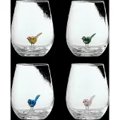 Bloomingville Misa drinkglazen birds set van 4 stuks