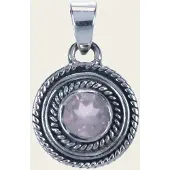 MOOYE ® - Collectie Zilveren Roze kwarts edelsteen rond facet geslepen kettinghanger