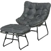 Outsunny - Rattansessel Set - Metaal - PE Rattan -Grijs