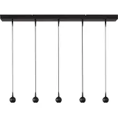 Masterlight 5-lichts hanglamp Talana zwart Ø 6cm DTW
