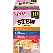 Inaba Ciao Stew Kattenvoer Natvoer Kip variëteiten Maaltijdzakjes 10x40g