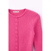 MixRay Geknoopte Slim Fit Ribbelgebreide Cardigan
