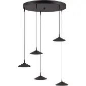 Masterlight 5-lichts hanglamp Ceppo zwart Ø 18cm rond