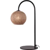 Masterlight Tafellamp boog Corda zwart met rotan Ø 20cm
