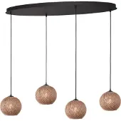Masterlight 4-lichts hanglamp Corda ovaal rotan Ø 20cm