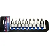 Boni-Shop® Robuuste 9-delige zeskant Doppenset T20-T60 van Chroom-Vanadiumstaal met 1/2 Inch Opname en ca. 55 mm Lengte voor Precisie en Duurzame Industrie Toepassingen