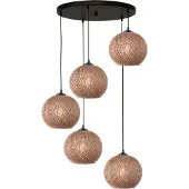 Masterlight 5-lichts hanglamp Corda rotan Ø 20cm rond