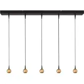 Masterlight 5-lichts hanglamp Talana zwart met goud Ø 6cm DTW