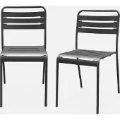 Sweeek Set van 2 stalen tuinstoelen, 2 zittingen, antraciet, Amelia, B44 x D52 x H79cm