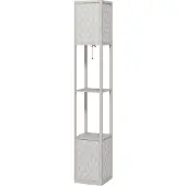 HOMCOM Vloerlamp met dubbele lampen, plank, 40W staande lamp voor de woonkamer, lichtgrijs