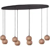 Masterlight 8-lichts hanglamp Corda ovaal rotan Ø 20cm