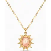 Deja Jewels Goudkleurige Dames Ketting met Ronde Roze Zonhanger