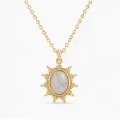 Deja Jewels Goudkleurige Dames Ketting met Ronde Witte Zonhanger