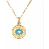 Deja Jewels Goudkleurige Dames Ketting met Blauw Oogmedaillon