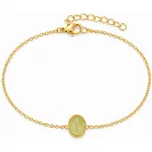 Deja Jewels Goudkleurige Verstelbare Damesarmband met Ovale Groene Steen