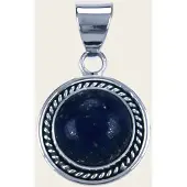 MOOYE ® - Collectie Zilveren Lapis lazuli edelsteen rond met kabelrand kettinghanger