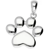 MOOYE ® - Collectie Zilveren Hondenpoot met hart kettinghanger