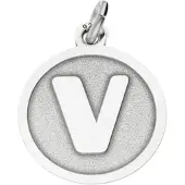 MOOYE ® - Collectie Zilveren Letter V rond mat en glans kettinghanger