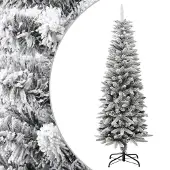 vidaXL - Kunstkerstboom - met - sneeuw - smal - 150 - cm - PVC - en - PE