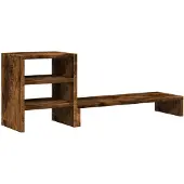 vidaXL Monitorstandaard met bureau-organizer hout gerookt eikenkleurig