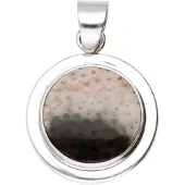 MOOYE ® - Collectie Zilveren Versteend Palmhout rond groot kettinghanger