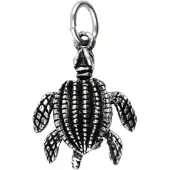 MOOYE ® - Collectie Zilveren Lederschildpad bewegend ketting hanger